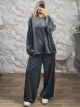 Lnd-Hooded Velvet Set-93287/Grey