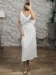 GoldPins Shoulder Midi Dress/White