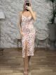 Elastic Lace Midi Dress/Pink Floral