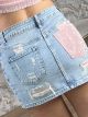 PinkStrassed Pocket Denim Mini Skirt-360/Blue