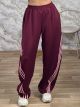 Diagonal Stripe Pants-1248/Burgundy-Pink