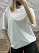 Oversized Strassed Cotton T-Shirt-8104/White