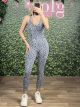 Athletic Leo OpenBack Bodysuit/Black