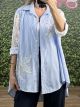 Lace Sleeves Striped Shirt/Ciel