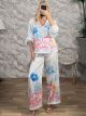 Satin Shirt&Pants Set-8553/Ciel