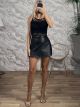 The-Leather Skort-49316/Black