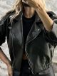 Lok-Leather Bomber Jacket-4673/D.Khaki