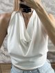 Muslin Draped OpenBack Top-13585/White