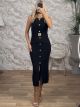 Ton-Knitted GoldButtons Dress-7393/Black