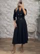 Zoz-Golden Buttons Midi Dress-2793/Black