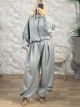 The-Ruched Oversize Tracksuit-39309/Grey