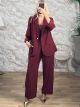 Plus Size Crep Suit-3739/Burgundy