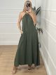 OpenBack Golden Detail Dress/Khaki