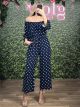 Polka Dot Cotton Set/Navy Blue