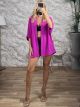 Monochrome Short Kimono/Magenta