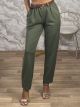 Viscose Belt Pants-2511/Khaki