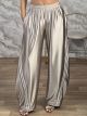 Zoz-Double Stripes Satin Pants-81726/Beige