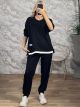 Sar-White Layered Top & Pants Set-24431/Black