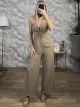CutOut Ve Jumpsuit-3640/Beige