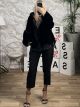 Hood Bomber Zipper Fur-1685/Black