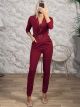 The-Crep Lace Jumpsuit-44328/Burgundy