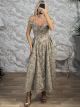 The-Retro Velvet Textured Maxi Dress-59210/Beige