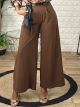 Wide Crep Belt Pants/Chocolat