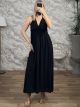 Viscose HalterNeck Maxi Dress-5582/Black