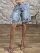 BeltLeg Denim Shorts-8878/Blue