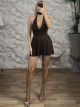 Elastic OpenBack Skort Mini Dress-3117/Chocolat
