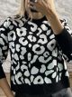 The-Animal Print Sweater-8133/Black&White