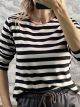 Lil-Soft Striped Viscose Top-26506/Ecru&Black