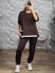 Sar-White Layered Top & Pants Set-24431/Chocolat