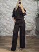 The-DoubleStriped Jacket & Pants Set-14540/Chocolat