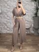 Elastic Belt Jumpsuit/Beige