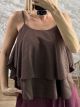 DoubleRuffled Viscose Top-6286169/Chocolat