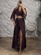 San-GoldenThread Skirt Set-6476/Chocolat