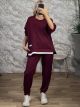 Sar-White Layered Top & Pants Set-24431/Burgundy