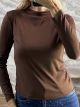 Mock Neck Top-63098/Chocolat