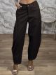 Highwaist Seams Barrel Pants-30101/Chocolat