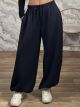 Super Wide Sweat Pants-26524/Navy Blue