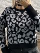 The-Animal Print Sweater-8133/Grey&Black