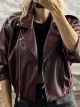 Lok-Leather Bomber Jacket-4673/Burgunty