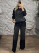Zero-Faded Strassed Cotton Set-3004/Black