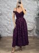 The-Retro Velvet Textured Maxi Dress-59210/Burgundy