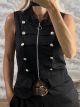 Military Zipper Vest-12145/Black