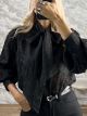 Embroidered BalloonSleeves Shirt-754257/Black