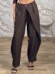 Lnd-Office Crossover Front Pants-13736/Chocolat
