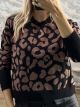 The-Animal Print Sweater-8133/Chocolat&Black