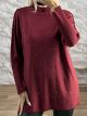 Lil-Glitter Cable Knitted Sweater-613/Burgundy